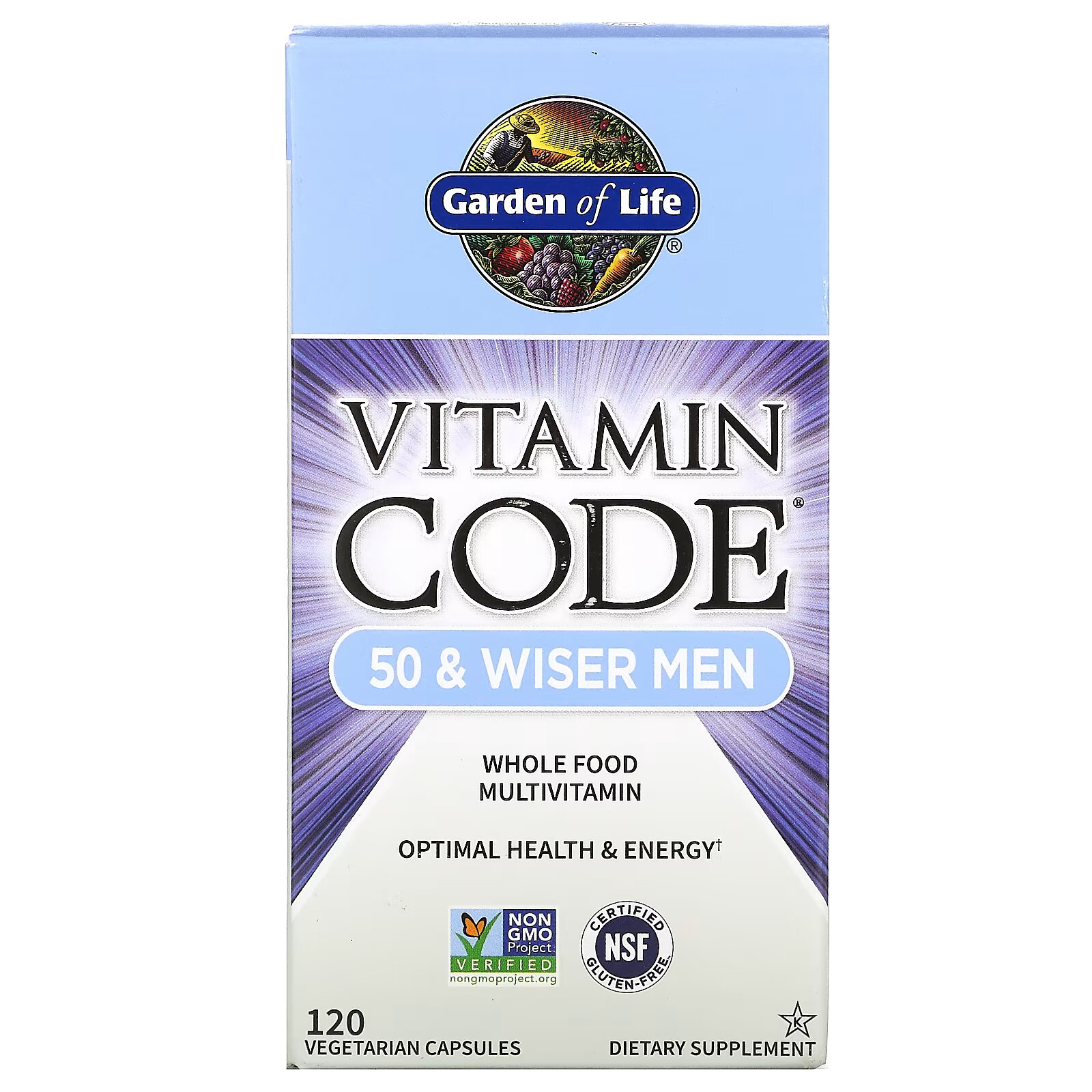 

Garden of Life, Vitamin Code, мультивитамины из цельных продуктов для мужчин от 50 лет, 120 вегетарианских капсул