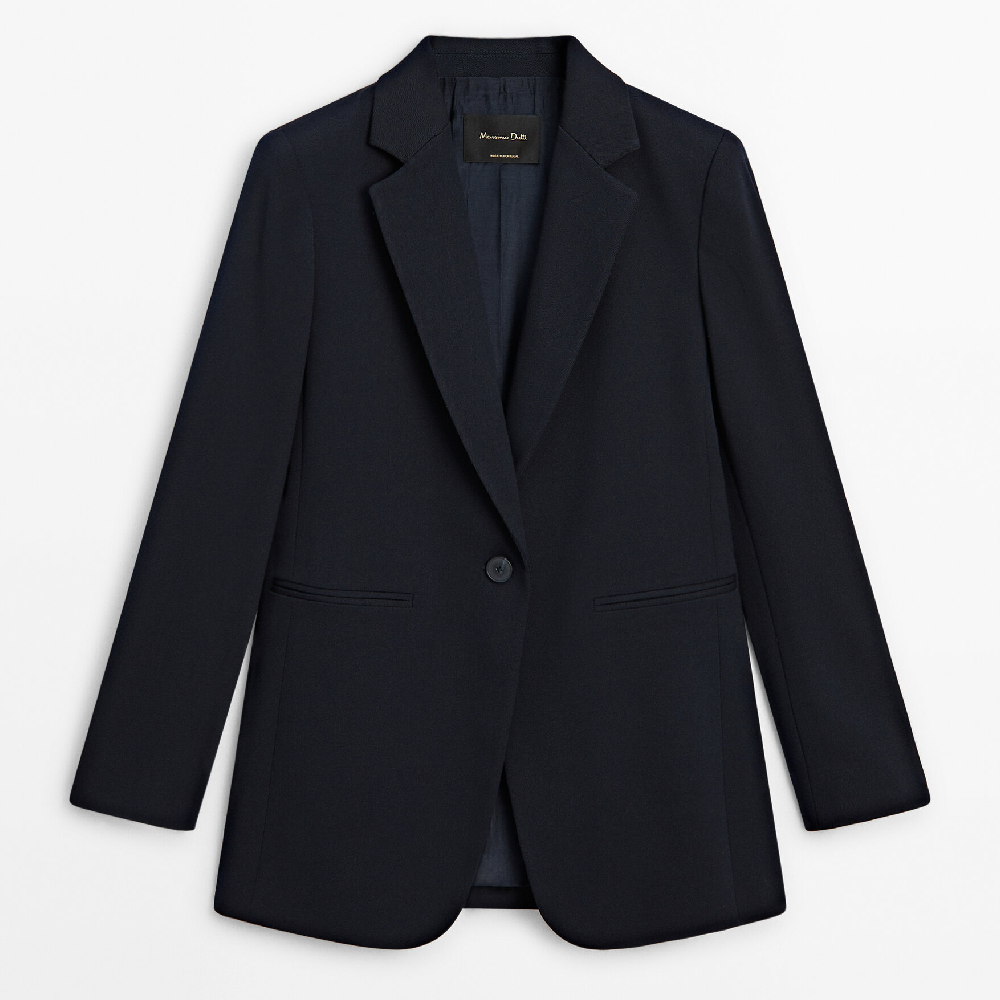 Пиджак Massimo Dutti Twill One-button, темно-синий