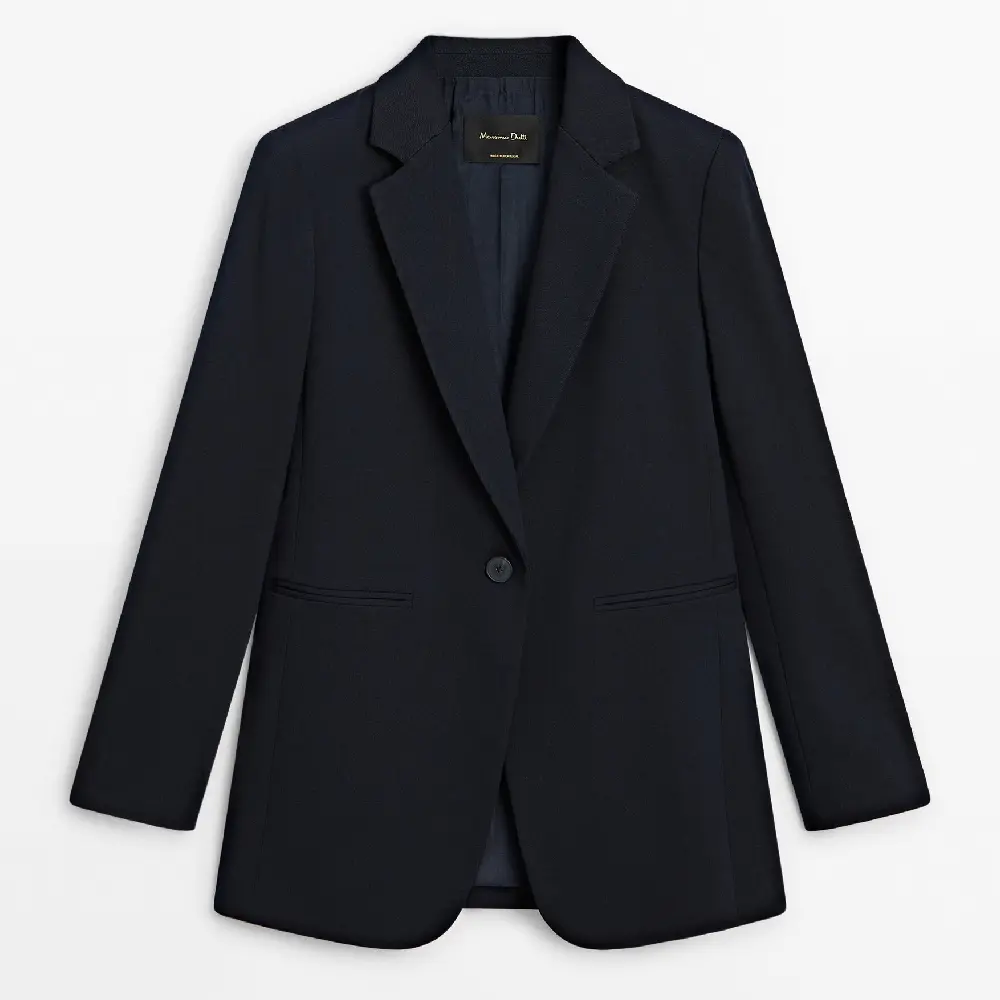 

Пиджак Massimo Dutti Twill One-button, темно-синий