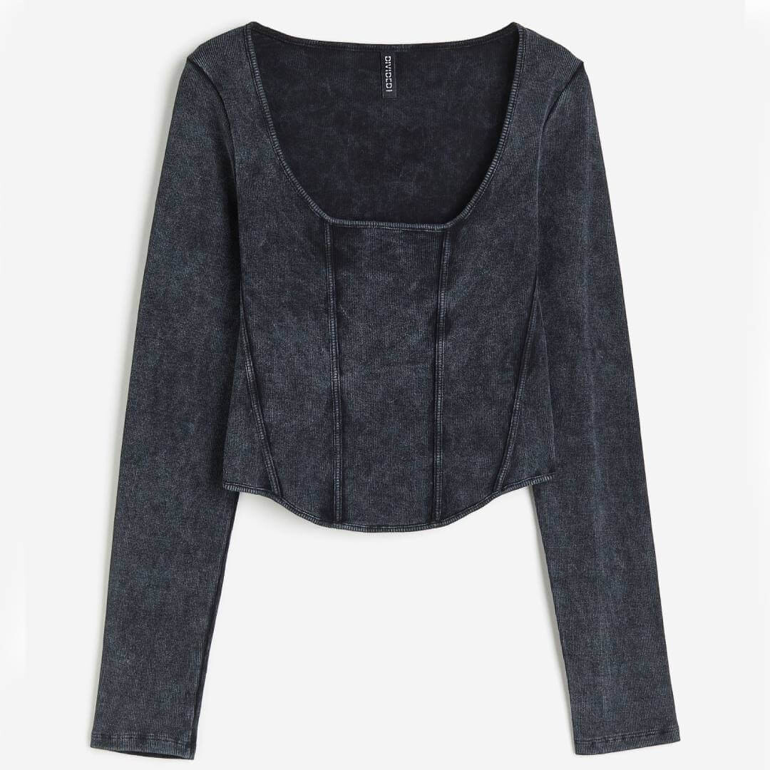 

Топ в рубчик H&M Corset-style, черный
