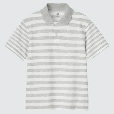 

Футболка-поло Uniqlo Kids Dry Piqué Striped Polo, серый