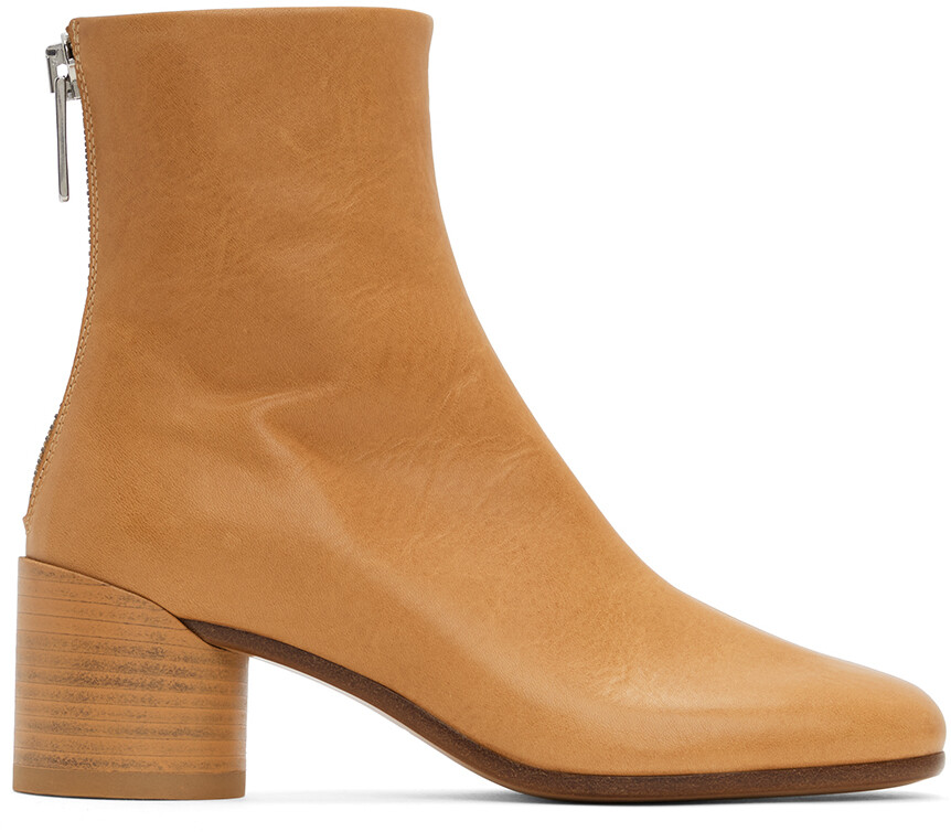 

Светло-коричневые анатомические ботильоны MM6 Maison Margiela