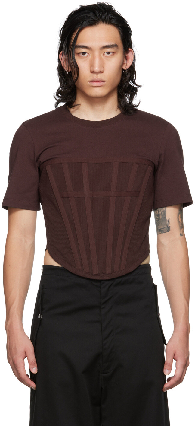 

Бордовая корсетная футболка Dion Lee, Красный