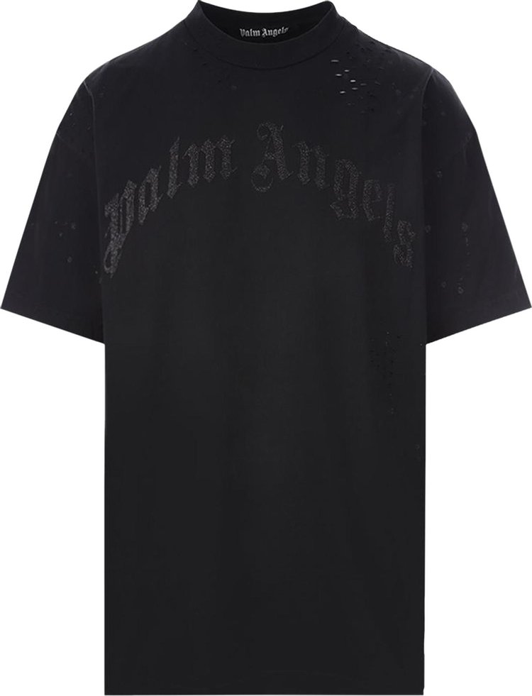 Футболка Palm Angels Glittered Logo Classic Tee 'Black', черный - фото