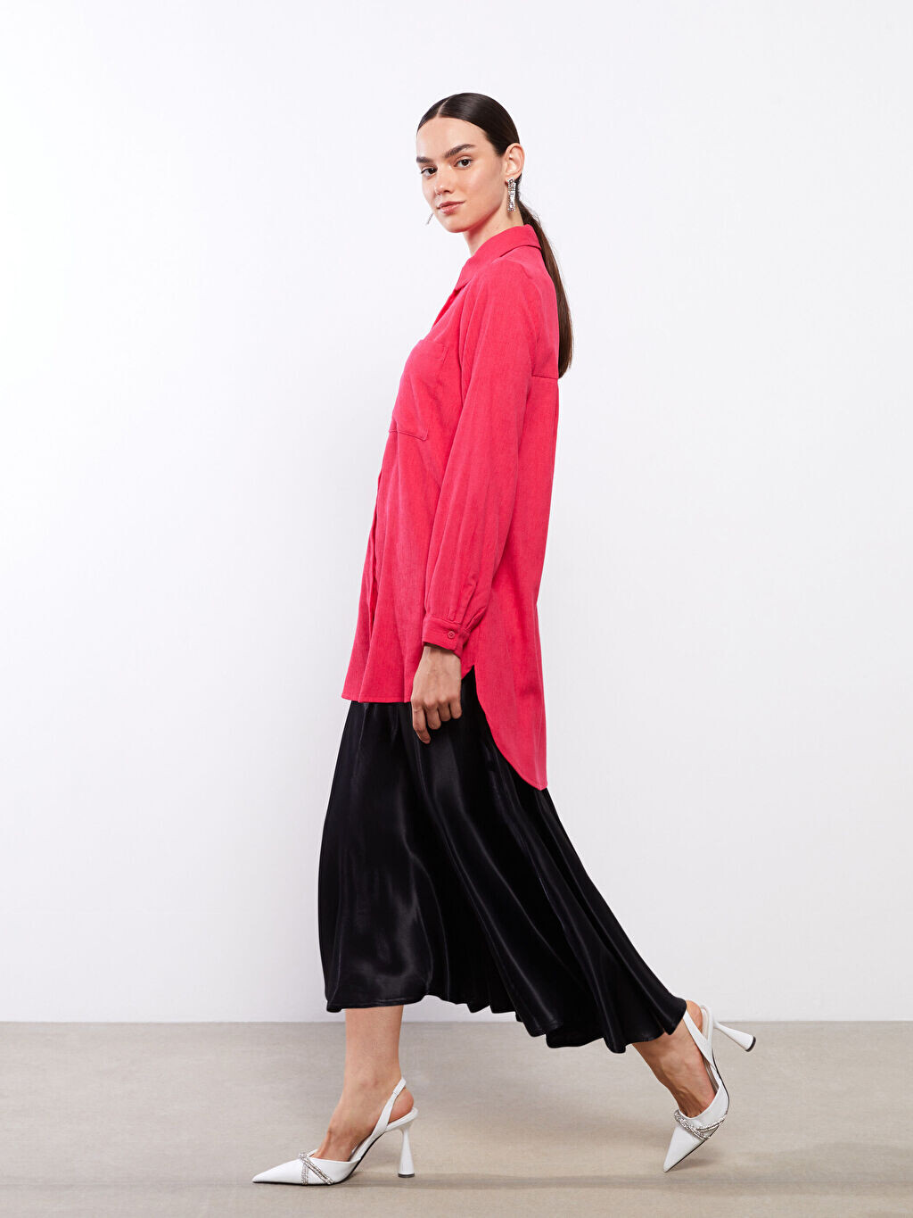 

Удобная однотонная атласная Женская юбка LCW Modest