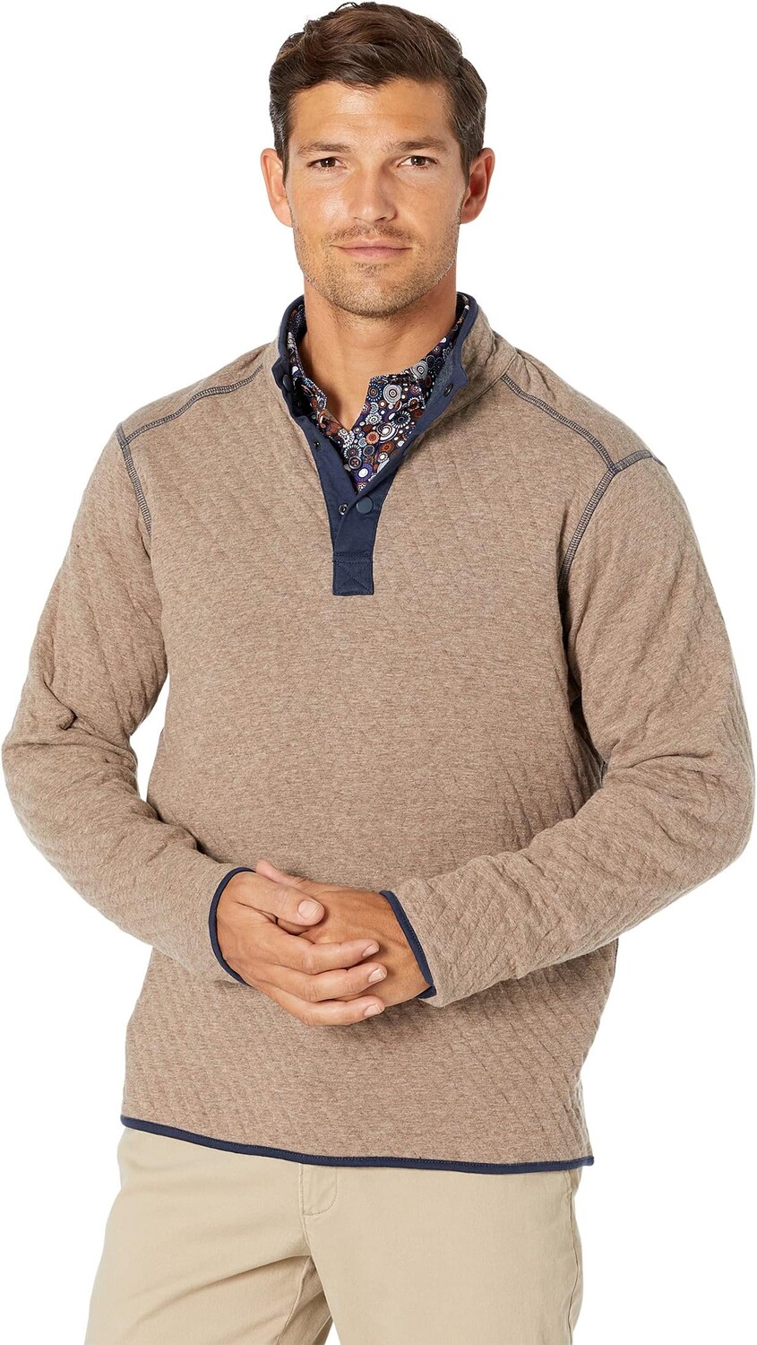 

Свитер Reversible 1/4 Snap Johnston & Murphy, цвет Navy Heather/Light Brown