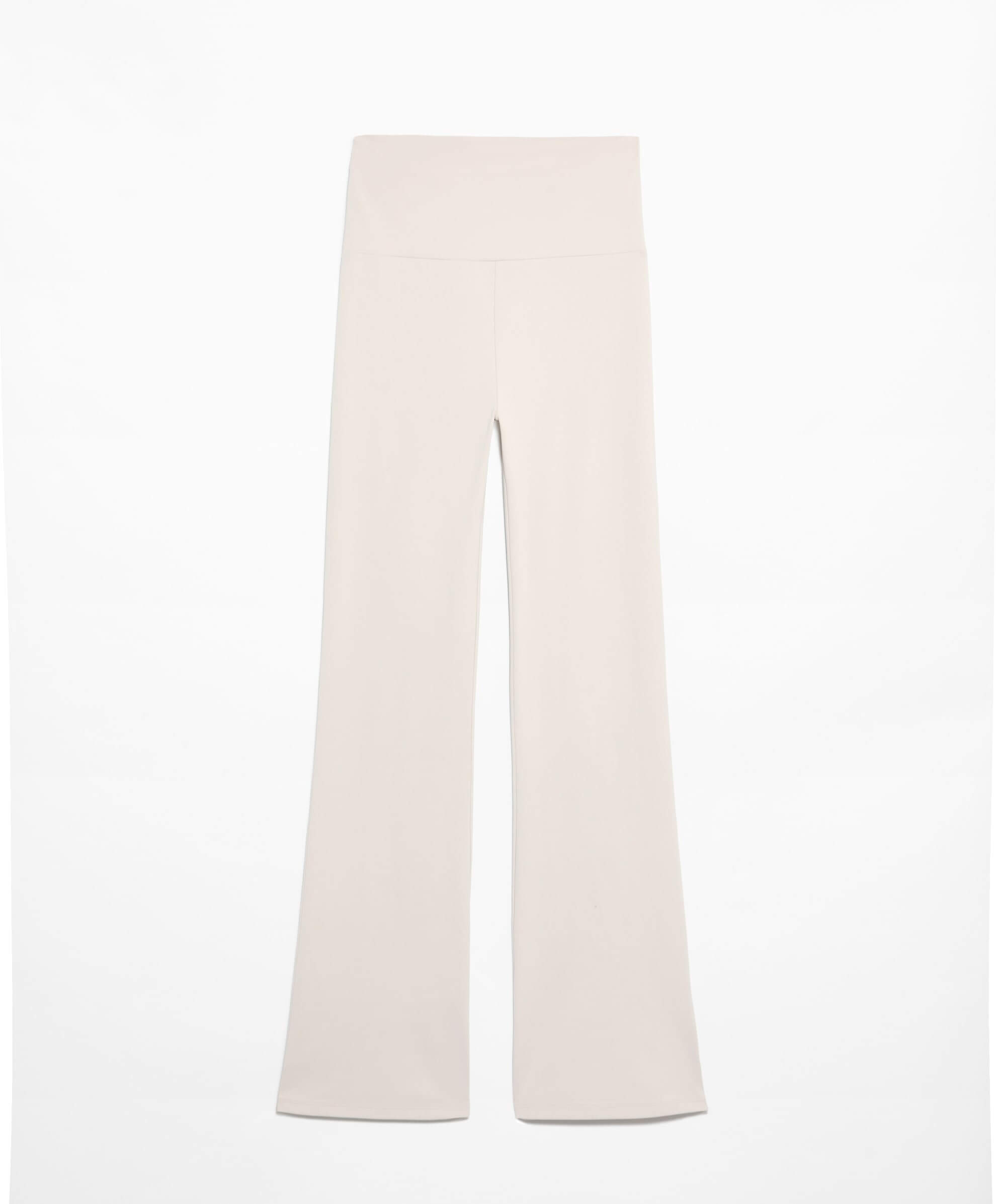 Брюки-клеш Oysho High-Rise Comfortlux, светло-бежевый брюки расклешенные с завышенной талией 36 fr 42 rus розовый