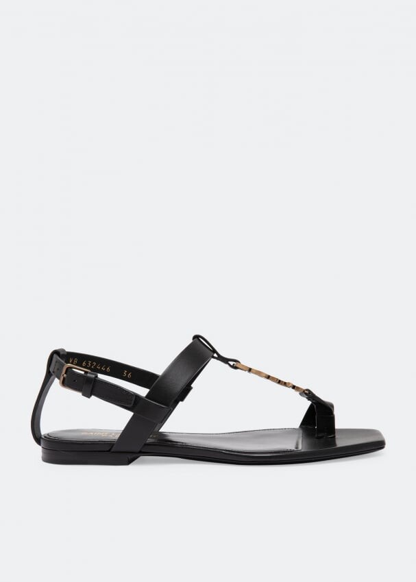 

Сандалии SAINT LAURENT Cassandra flat sandals, черный