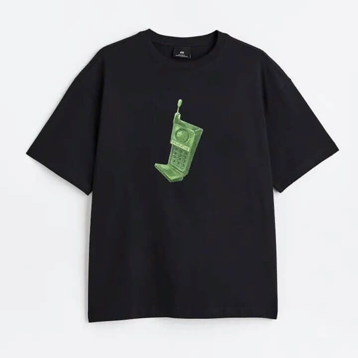 

Футболка с принтом H&M Phone Relaxed Fit, черный