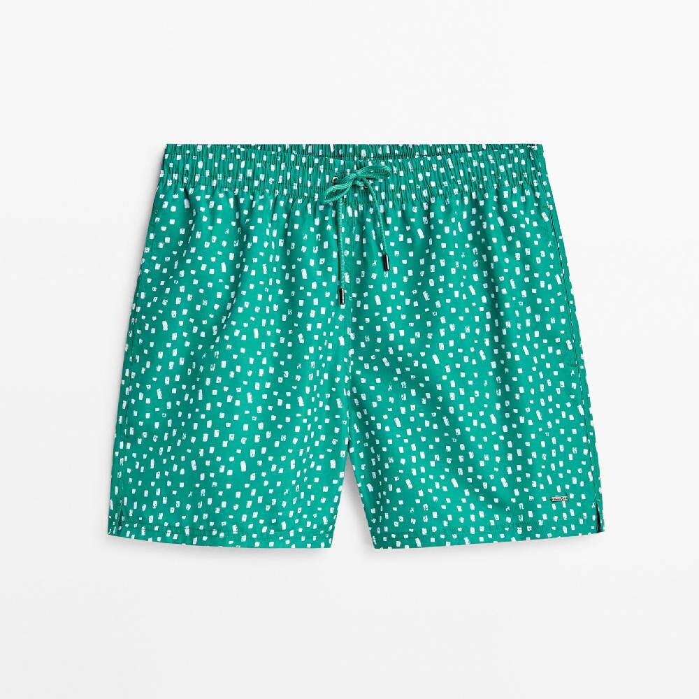 

Шорты купальные Massimo Dutti Geometric Print, бирюзовый
