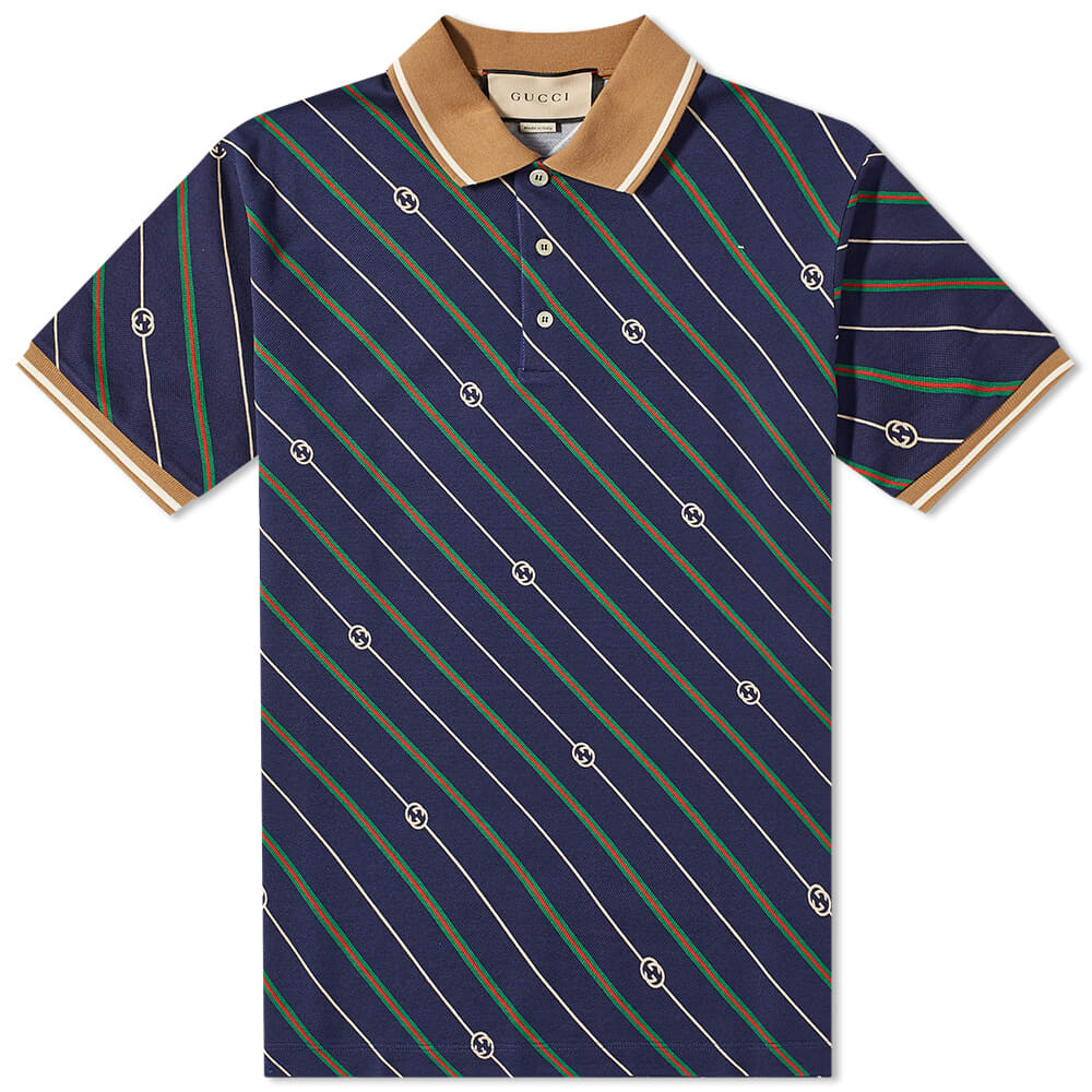 

Футболка Gucci GG Diag Stripe Polo, Синий