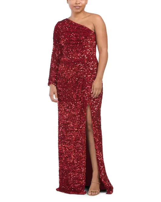 

Платье Tera на одно плечо с пайетками Tadashi Shoji, цвет Rouge