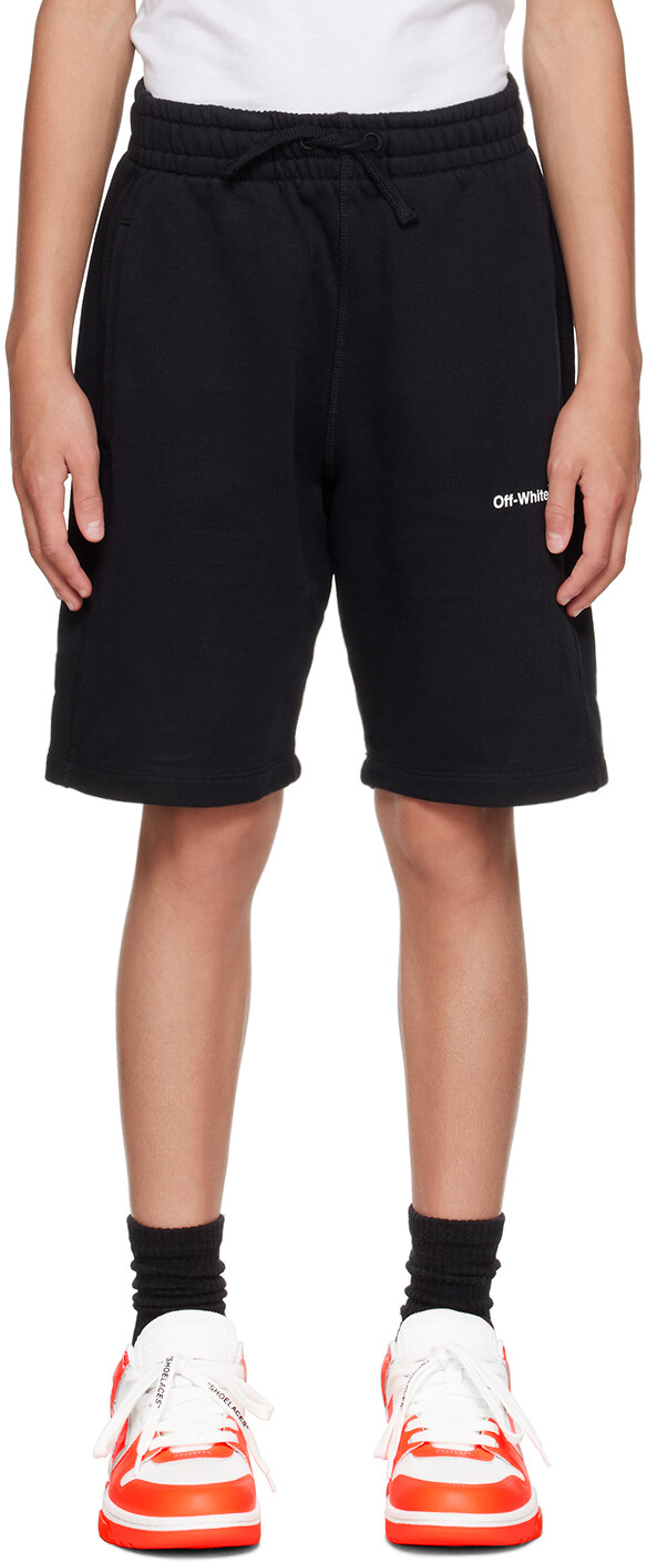 

Off-White Kids Черные резиновые шорты со стрелками
