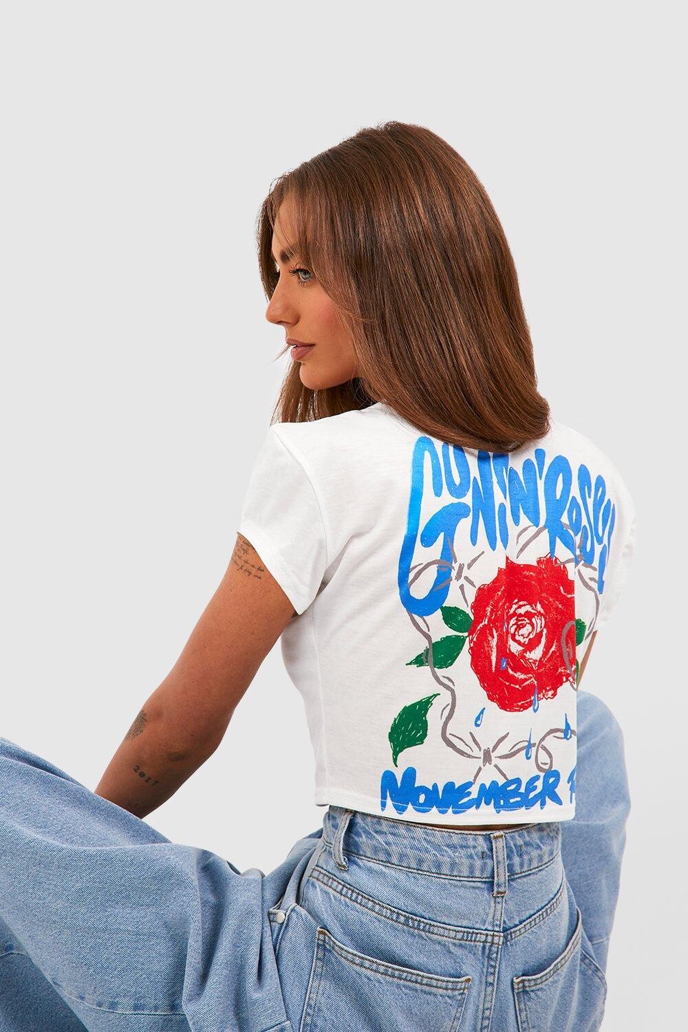 

Футболка guns n roses с принтом на спине Boohoo, белый