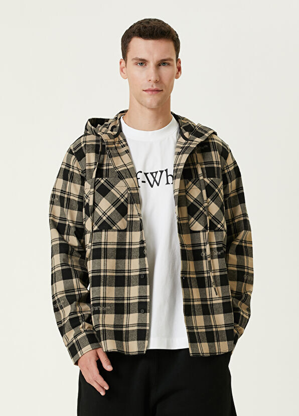 

Верхняя рубашка в клетку с капюшоном Off-White, черный