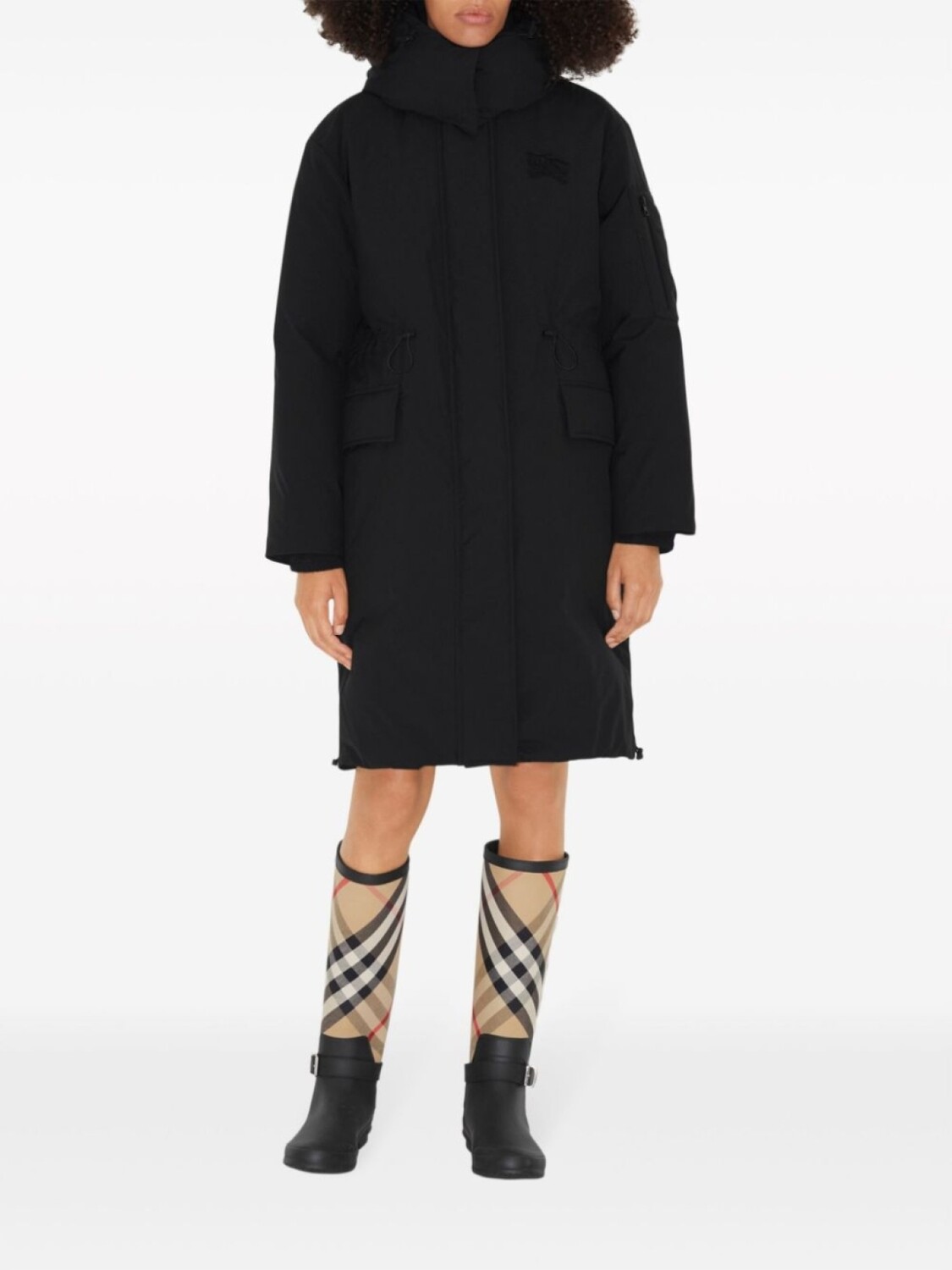 

Burberry пуховик с капюшоном, черный