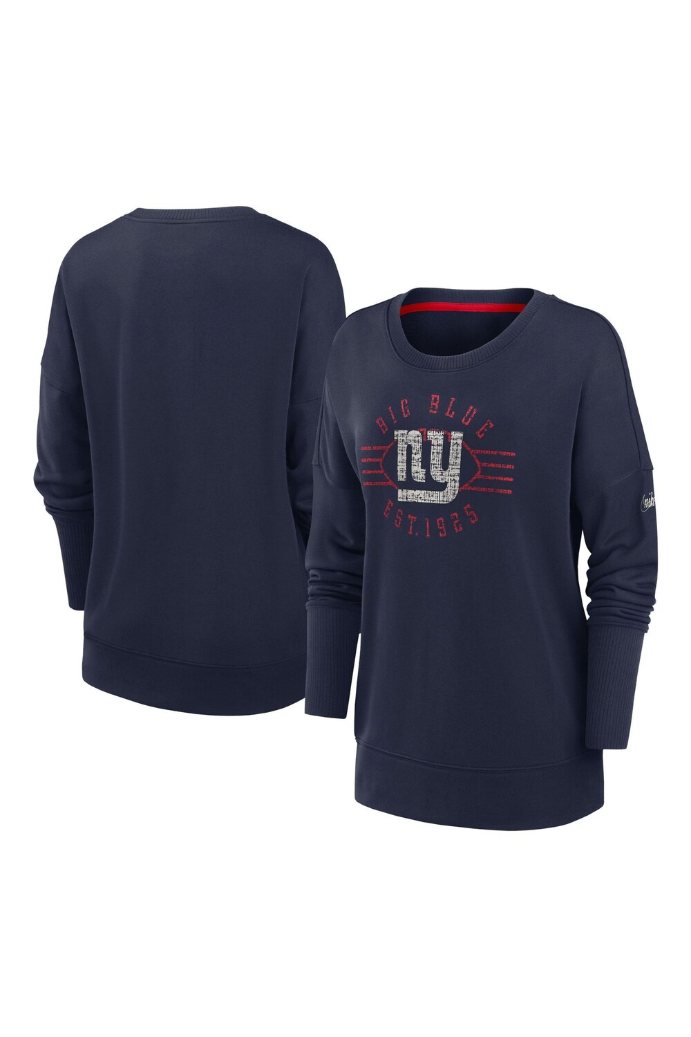 

Женская толстовка с круглым вырезом и заниженными плечами Fanatics New York Giants Historic Dri-FIT Nike, синий