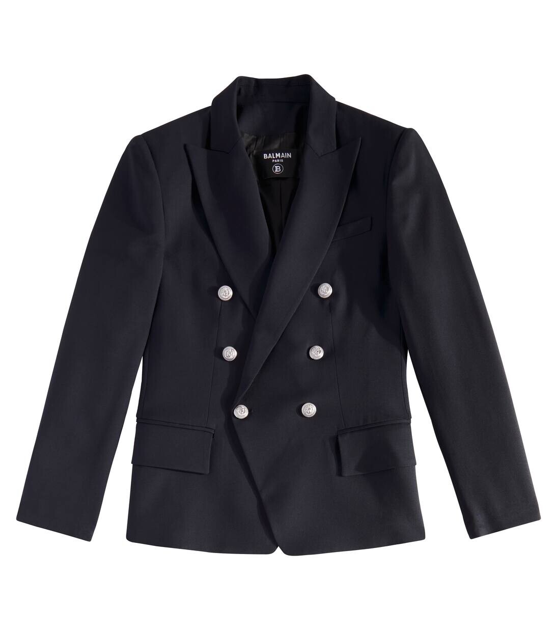 

Двубортный шерстяной пиджак Balmain Kids, синий