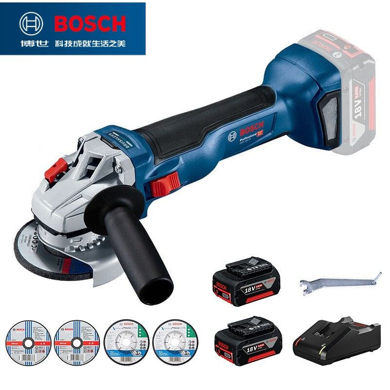 Угловая шлифовальная машина Bosch GWS18V-10 с двумя аккумуляторами