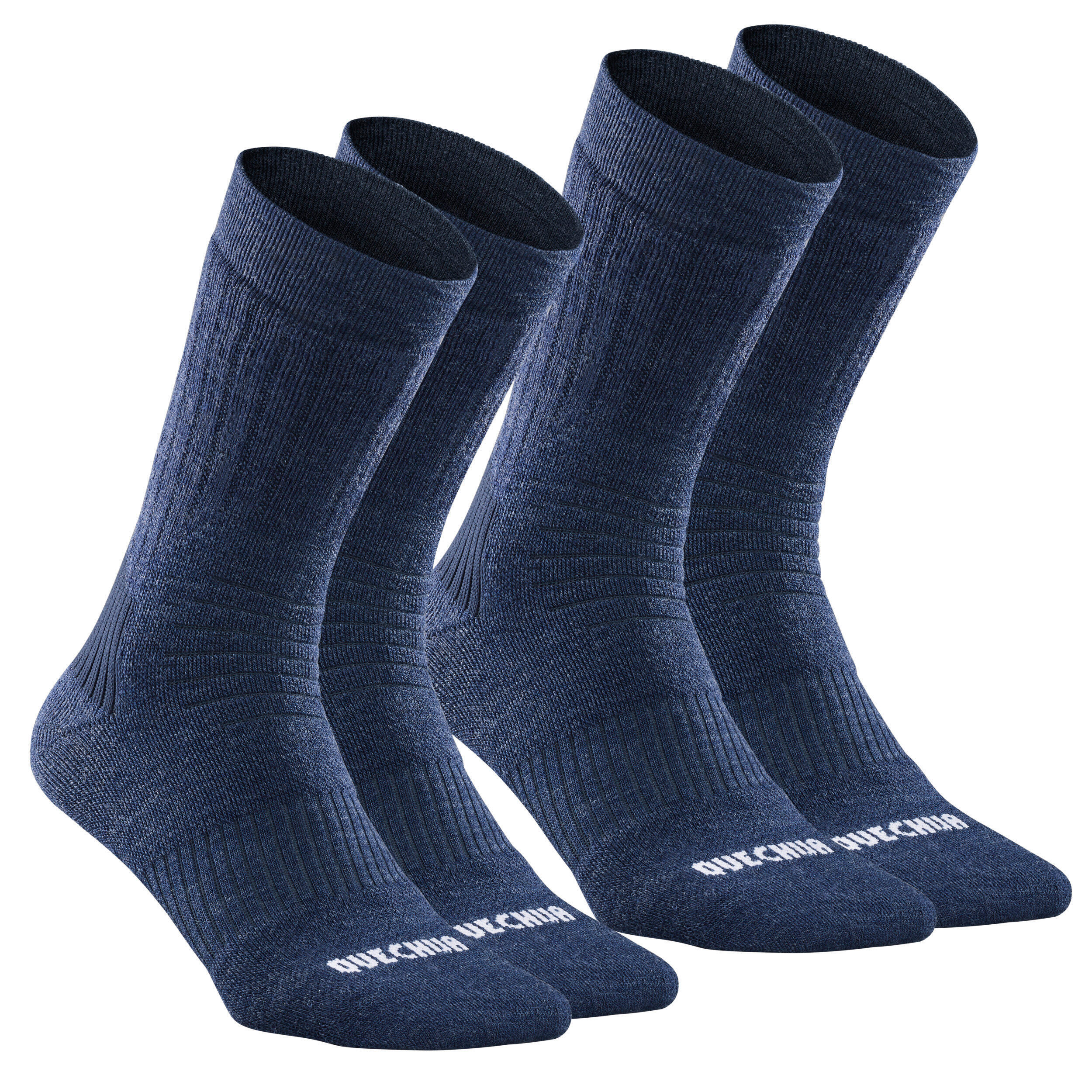 Комплект носков теплые походные Quechua Mid SH100 X-Warm, 2 пары, темно-синий походные носки теплые высокие 2 пары зимние походные sh100 quechua цвет schwarz