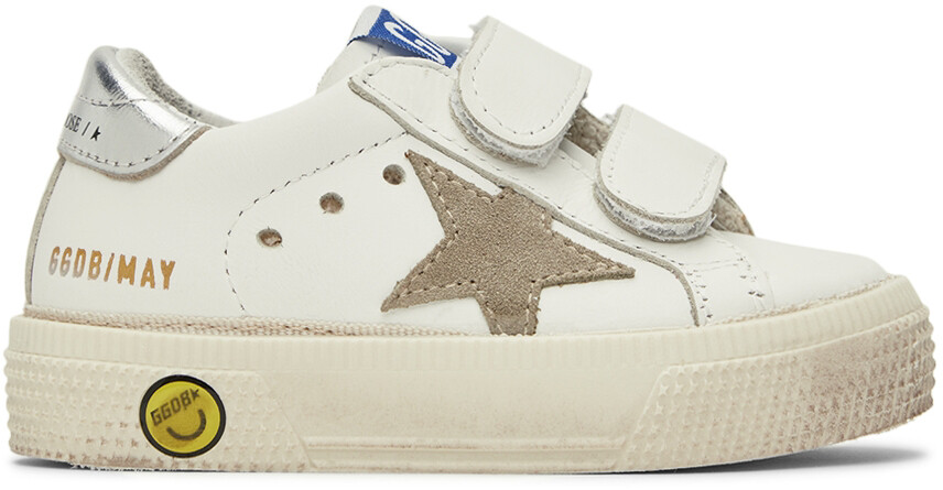 

Детские белые и серо-коричневые кроссовки May School Golden Goose