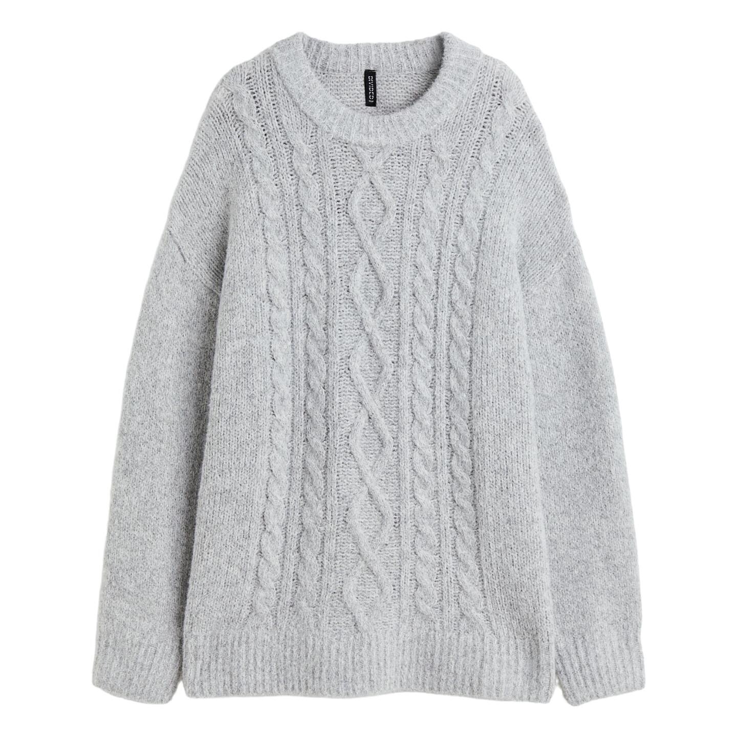 

Джемпер H&M Oversized Cable-knit, светло-серый