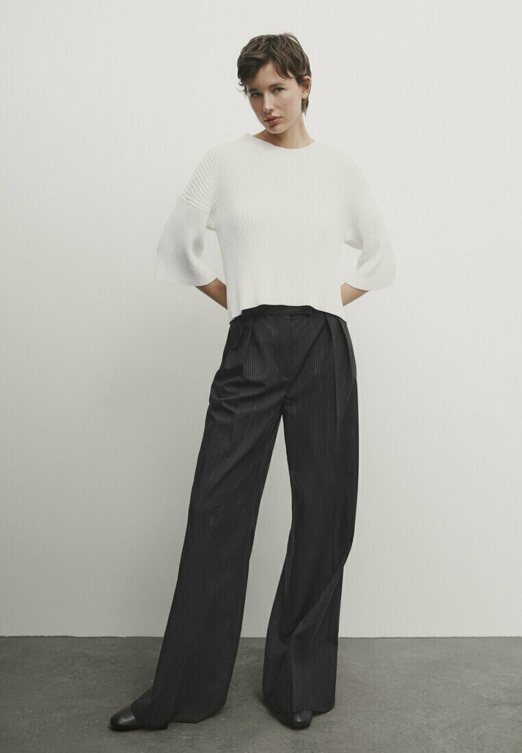 

Брюки Wide Leg Pinstripe Massimo Dutti, черный