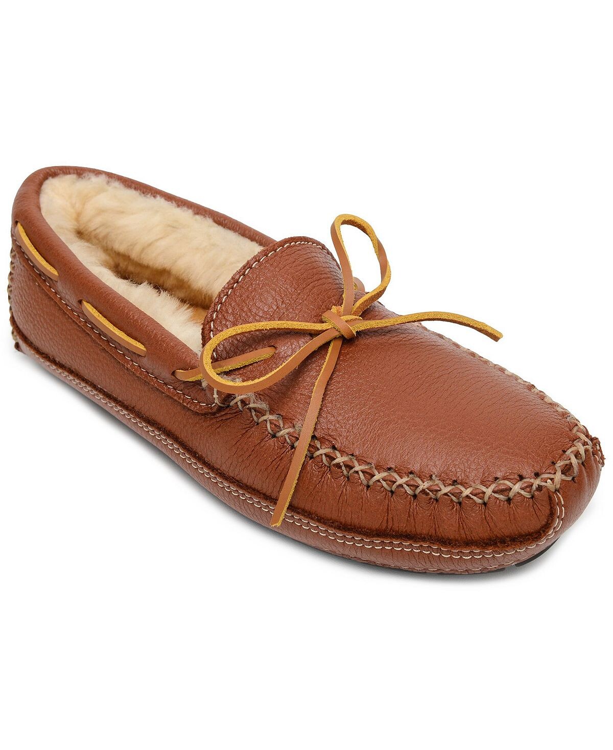 

Мужские тапочки-мокасины из овчины из лосиной кожи Minnetonka, коричневый