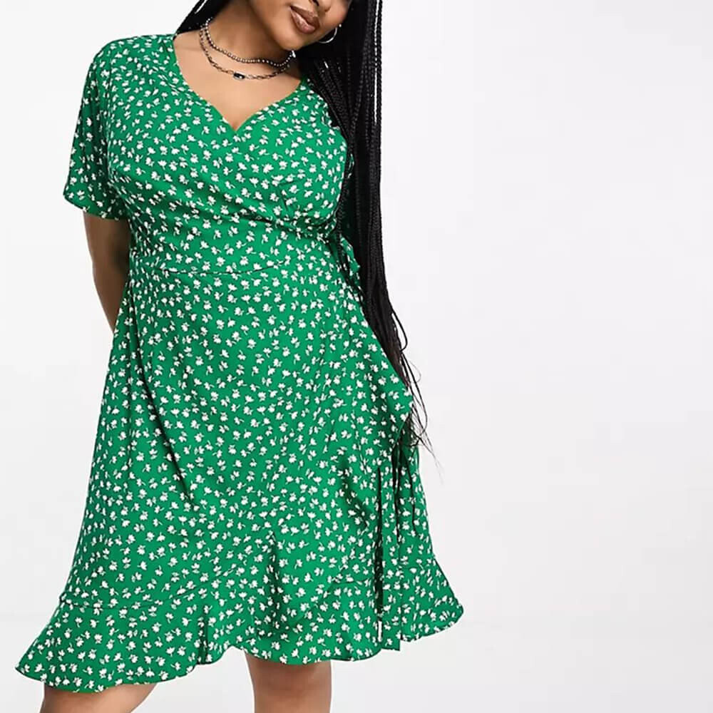 

Платье-мини Only Curve Frill Wrap, зеленый