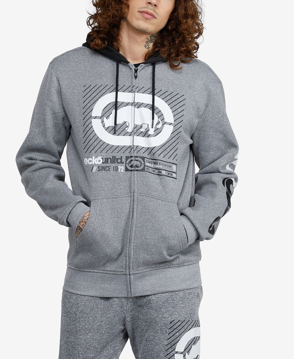 

Мужская толстовка с капюшоном line up Ecko Unltd, серый