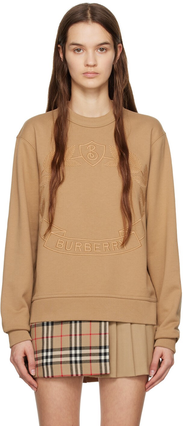 

Бежевый свитшот с вышитым гербом из дубовых листьев Burberry