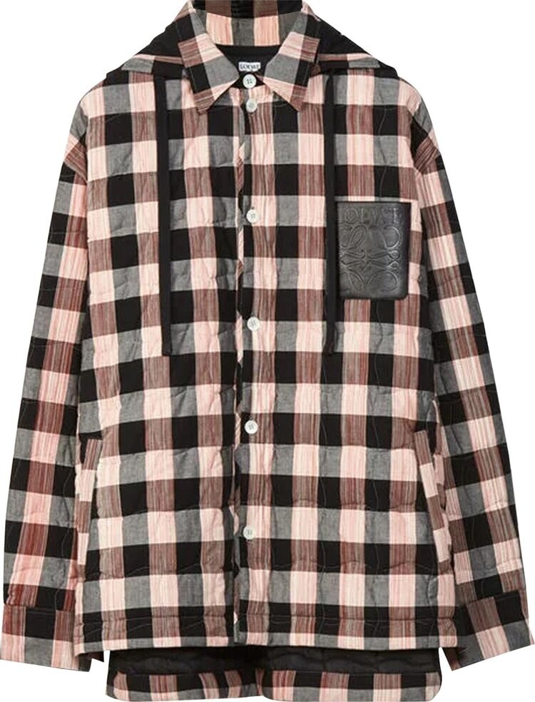 

Рубашка Loewe Quilted Check Hooded Shirt 'Red/White', красный