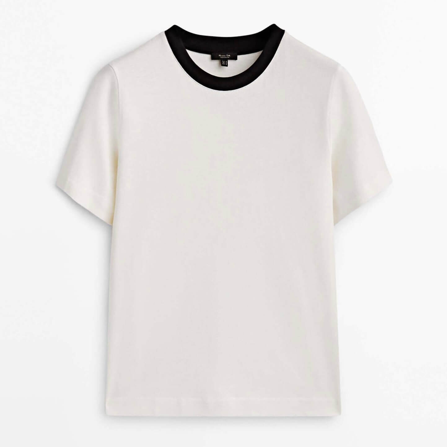 

Футболка Massimo Dutti Short Sleeve Contrast, кремовый, Бежевый