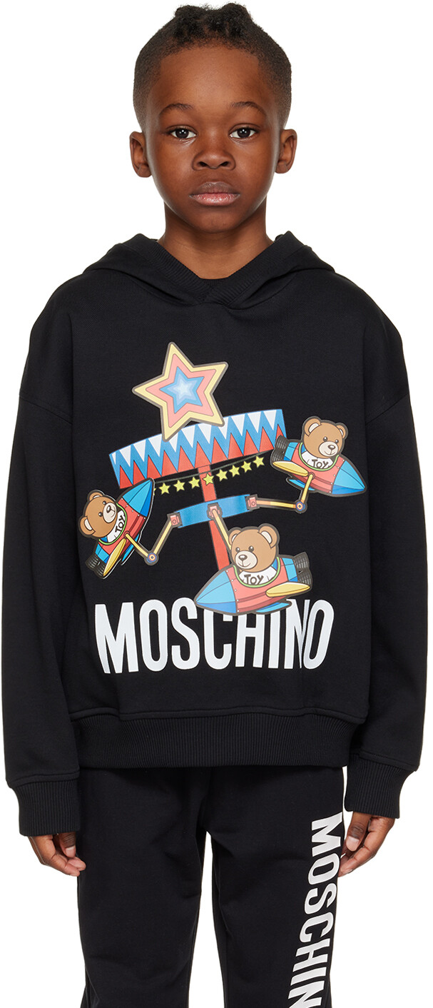 

Moschino Kids Черный худи с принтом