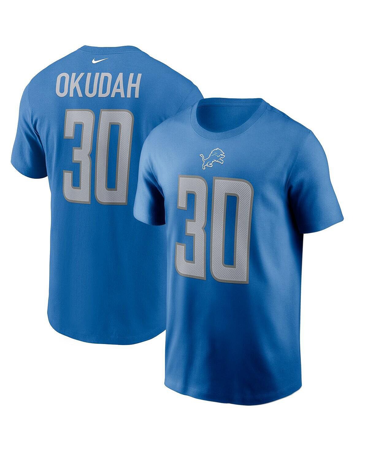 

Мужская футболка jeff okudah blue detroit lions name number Nike, синий