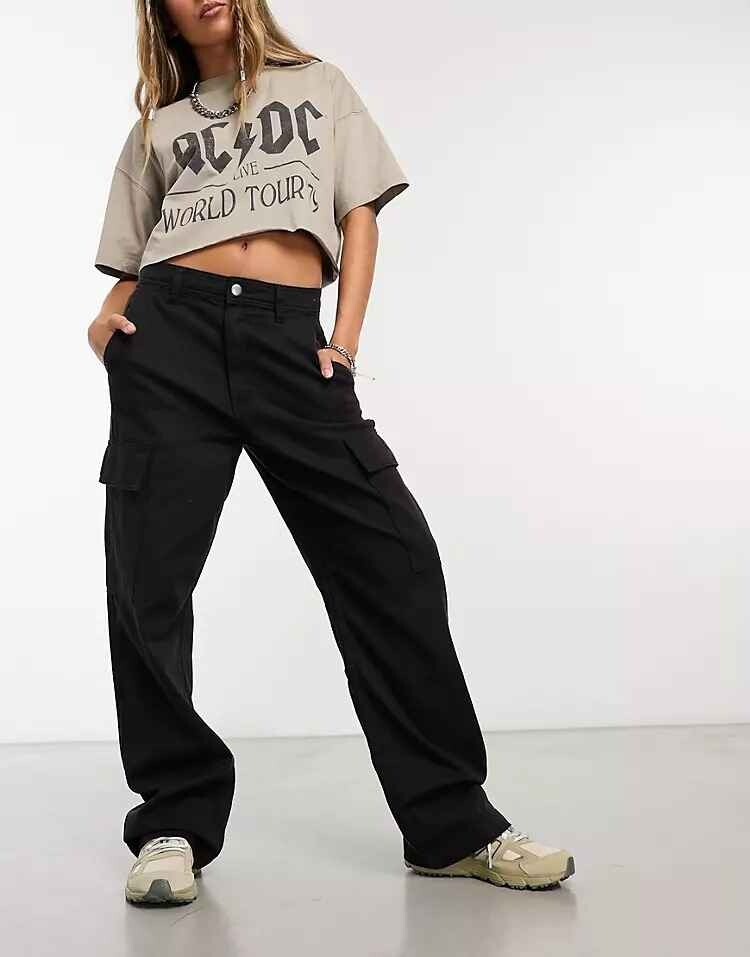 

Брюки Cotton On Straight Cargo, черный