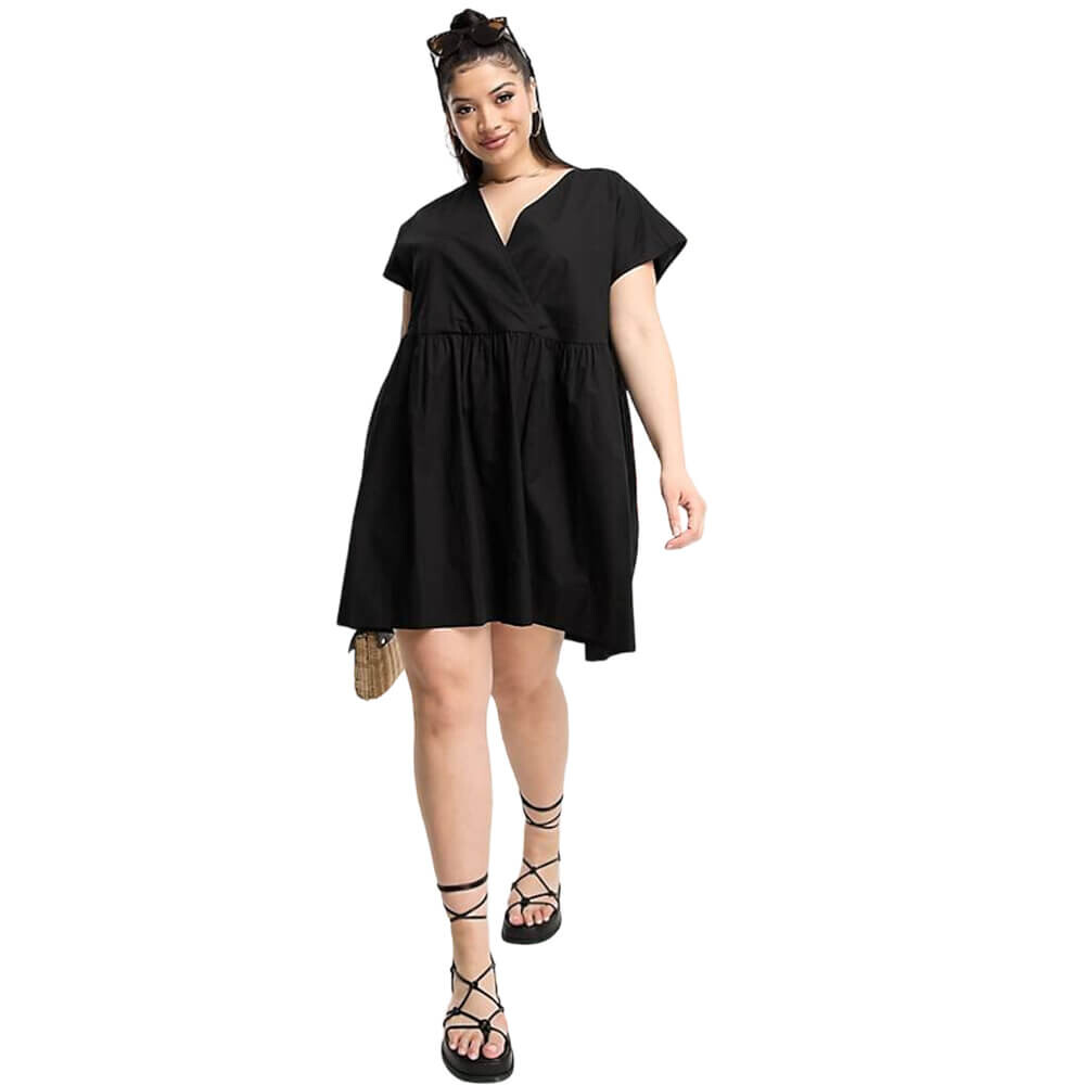 

Платье Asos Design Curve Cotton V Neck Mini Smock, черный