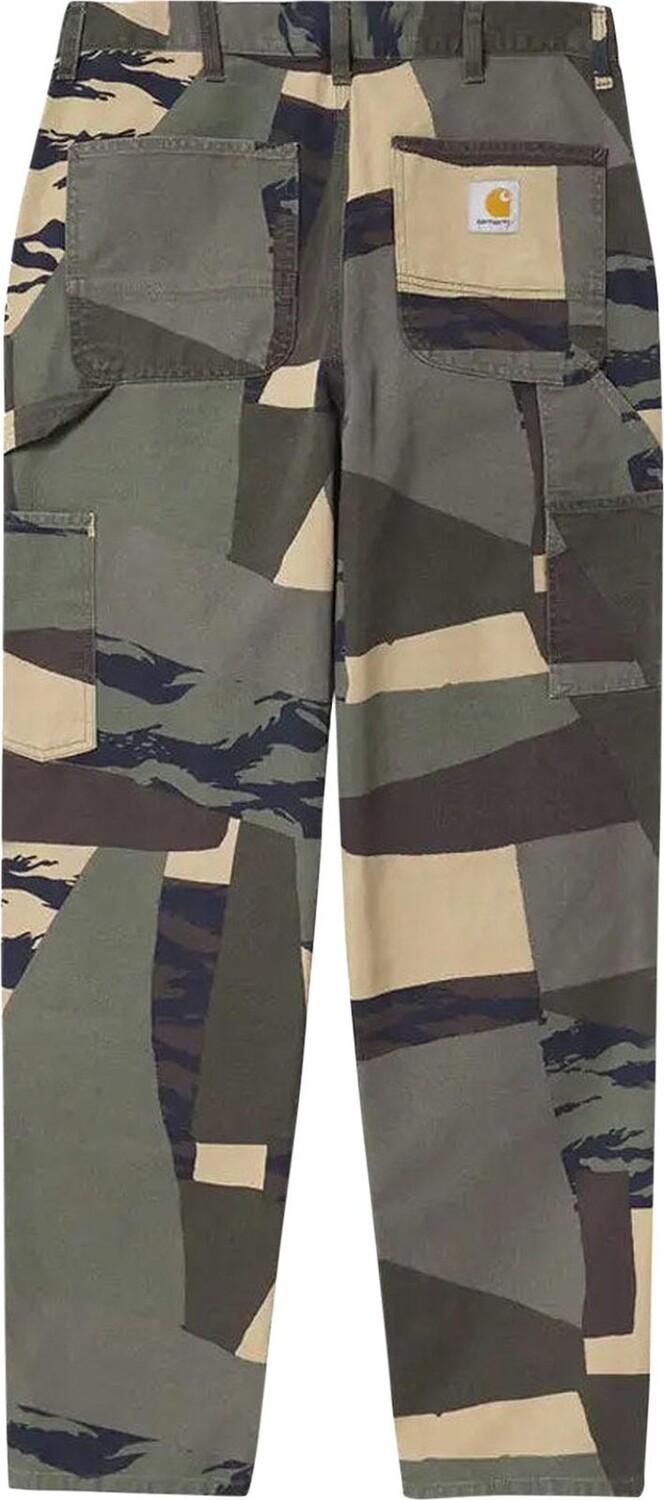 

Брюки Carhartt WIP Double Knee Pant 'Mend Camo Stone Washed', зеленый