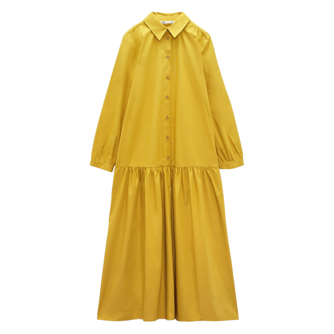 

Платье Zara Poplin Midi, горчичный