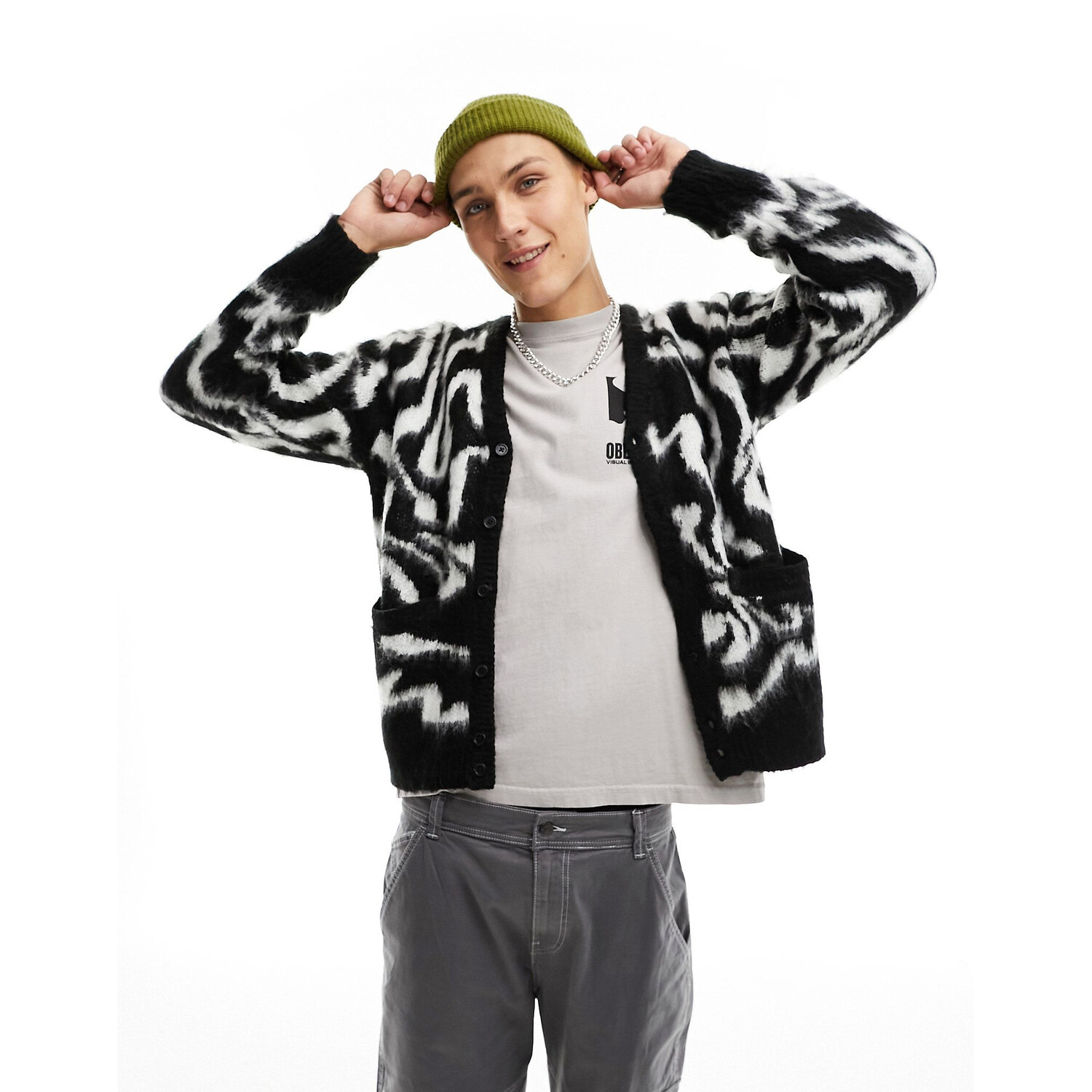 

Кардиган Obey Pally Textured, черный