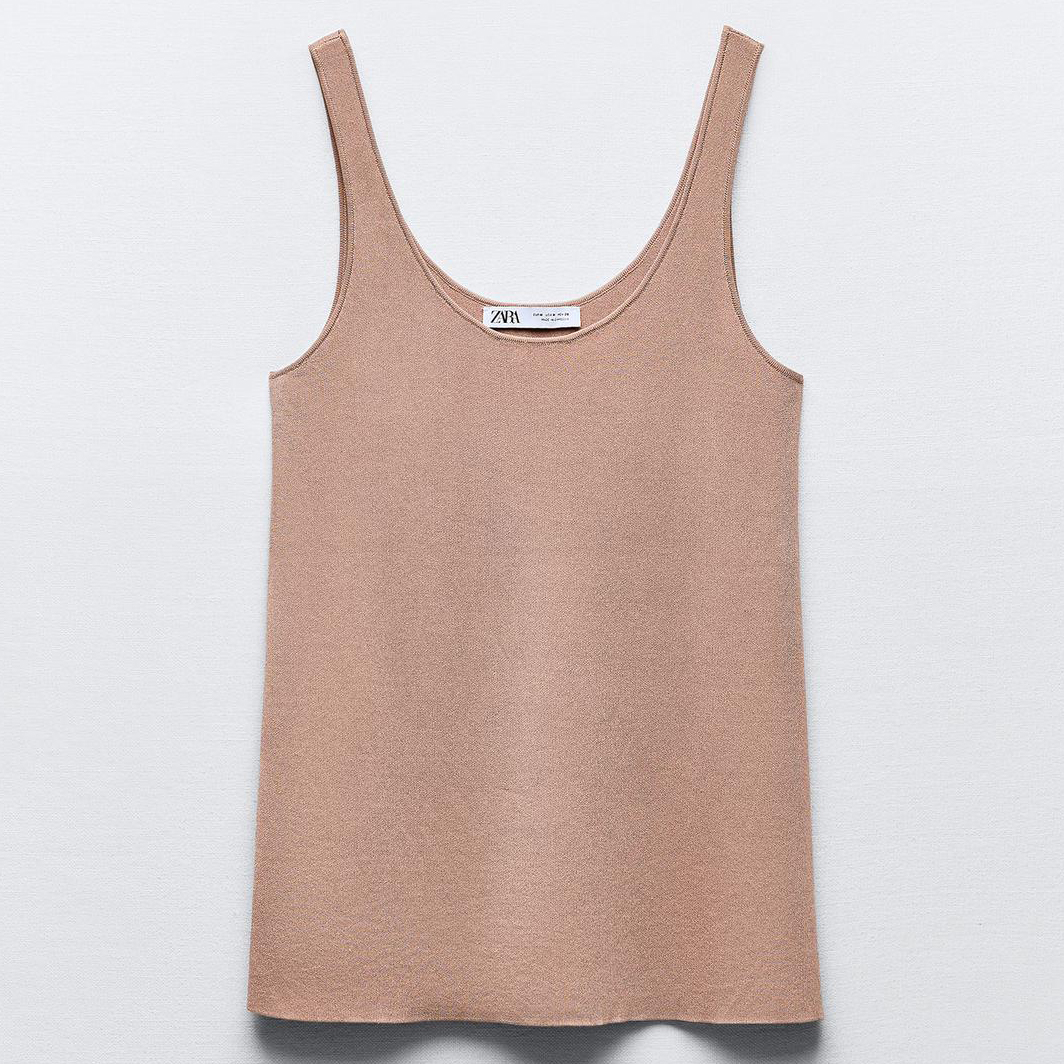 цена Топ Zara Knit Strappy, бежево-розовый