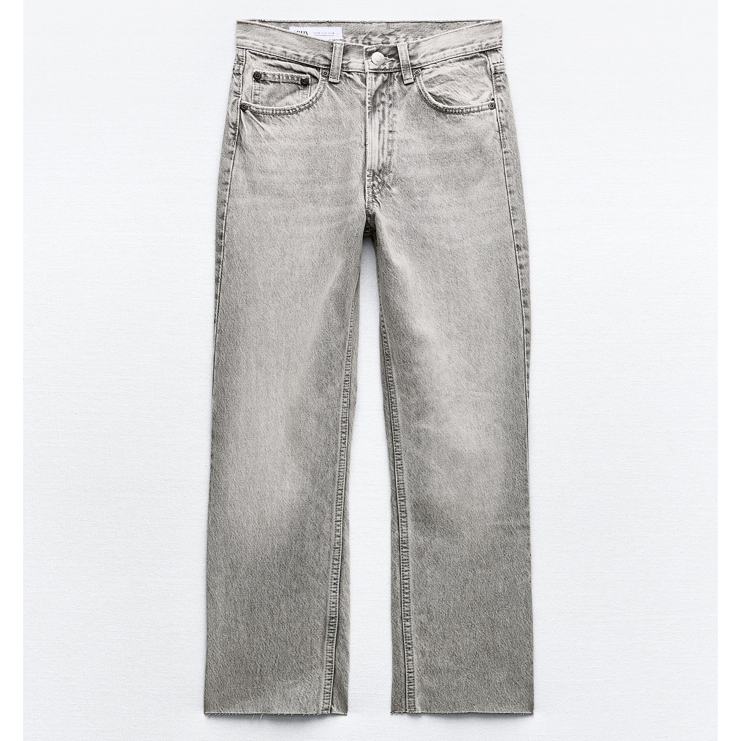 Джинсы Zara TRF Straight High-Waist, светло-серый джинсы zara trf straight high waist черный