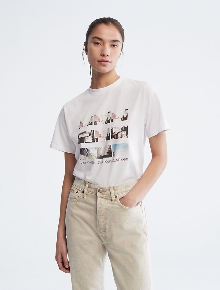 

Футболка с круглым вырезом Cityscape Calvin Klein, белый