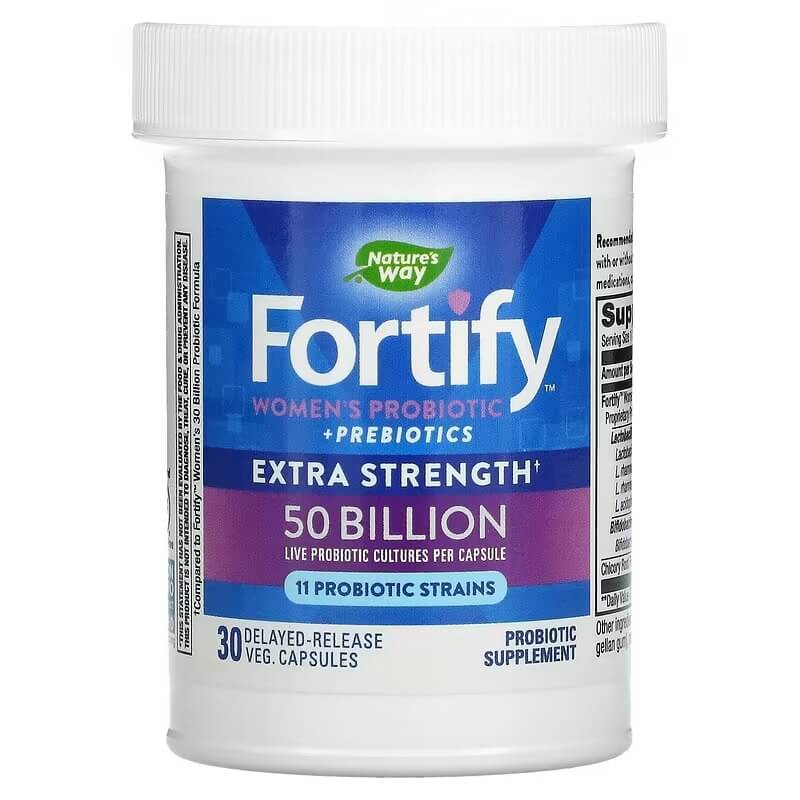 Fortify пробиотик для женщин Nature's Way, 30 капсул nature s way fortify optima пробиотик для женщин 50 млрд 30 растительных компонентов с отсроченным высвобождением капсул