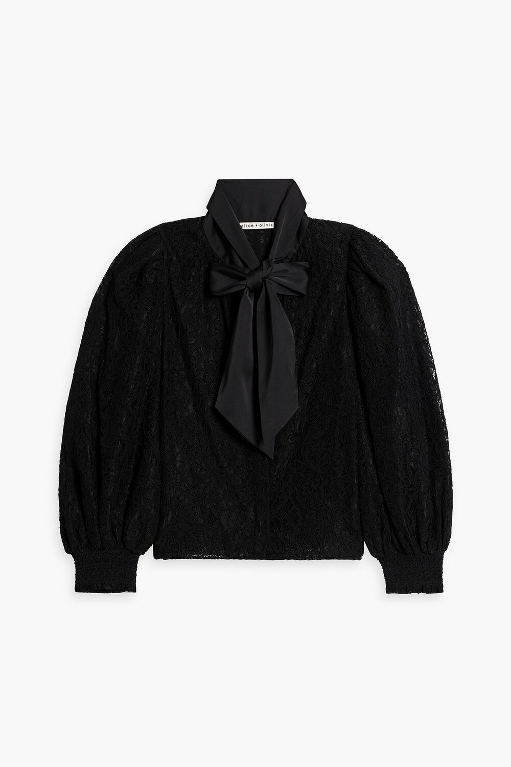 

Блузка Brentley с кружевной отделкой и атласными вставками и бантом ALICE + OLIVIA, черный