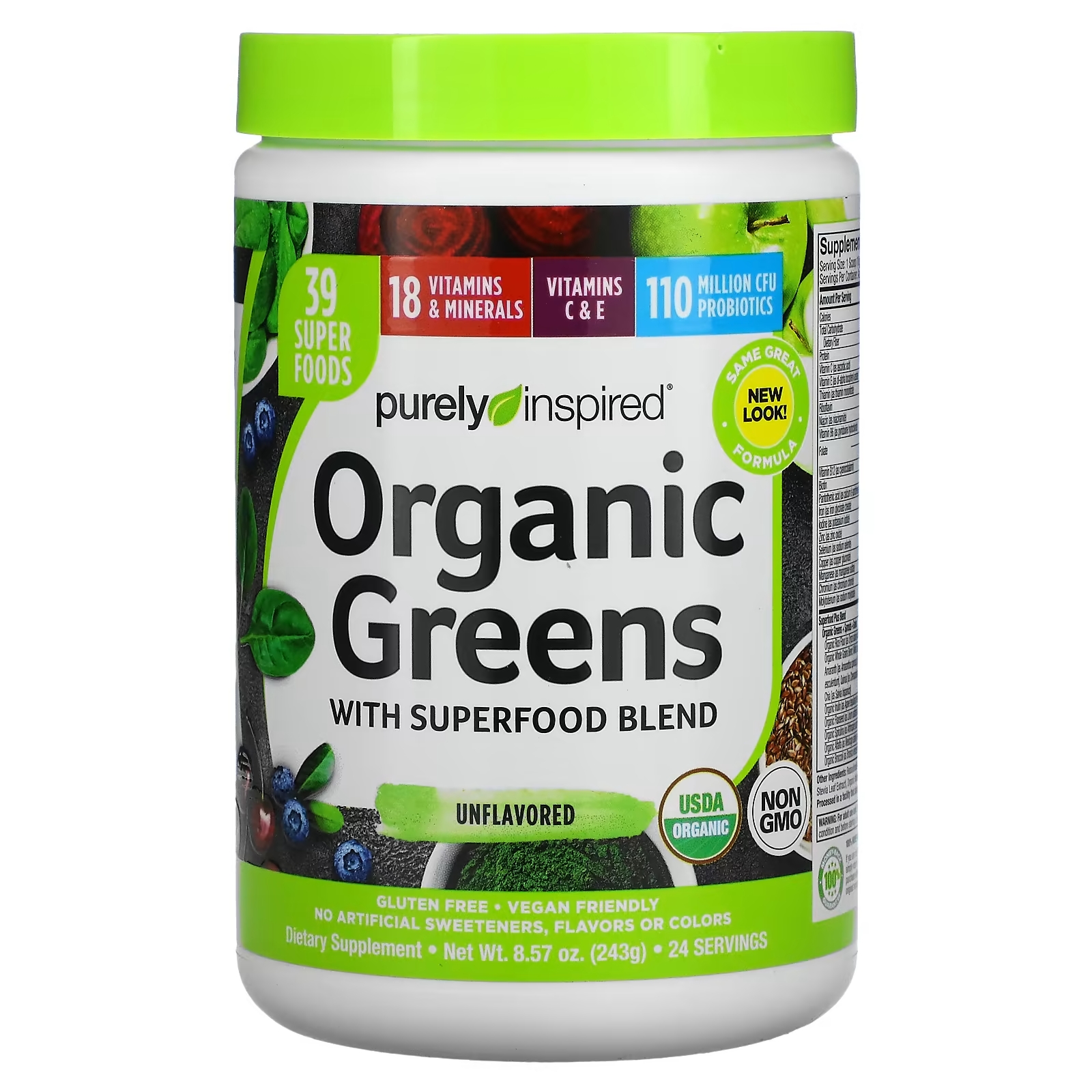 Смесь с Органической Зеленью и Суперфудами Purely Inspired purely inspired смесь с органической зеленью и суперфудами натуральный вкус 243 г 8 57 унции