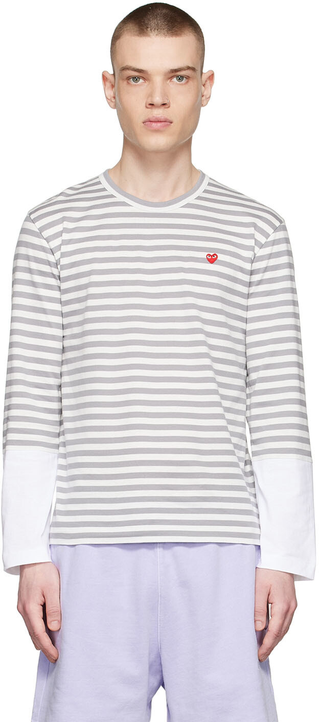 

Серая хлопковая футболка с длинным рукавом Comme des Garçons Play, Серый