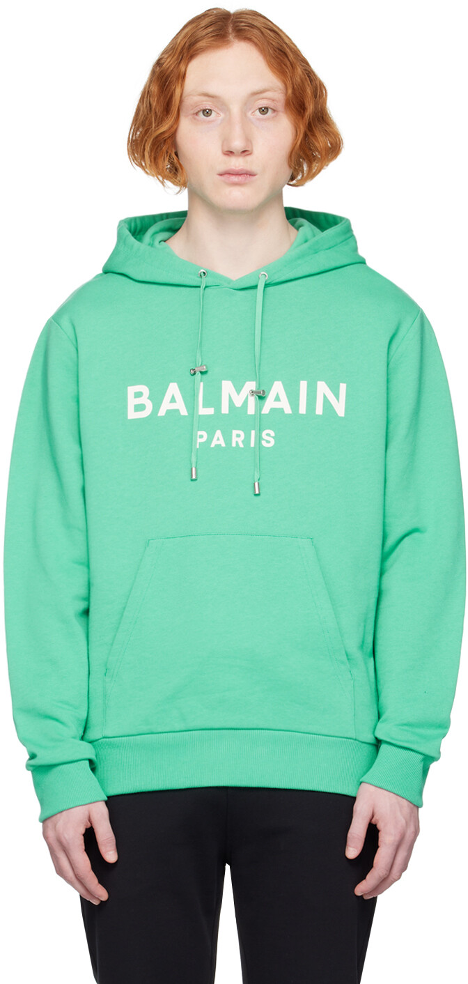 

Зеленый худи с принтом Balmain
