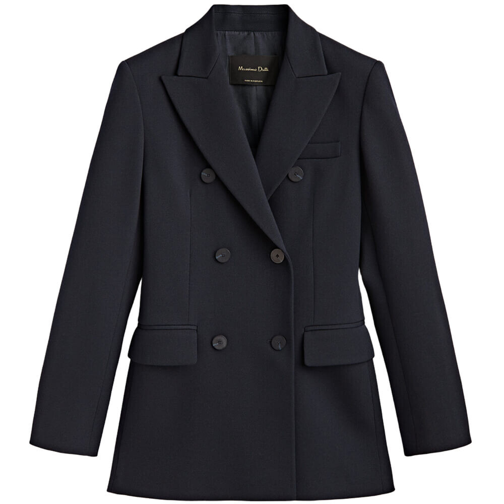 

Пиджак Massimo Dutti Double-breasted Wool, темно-синий