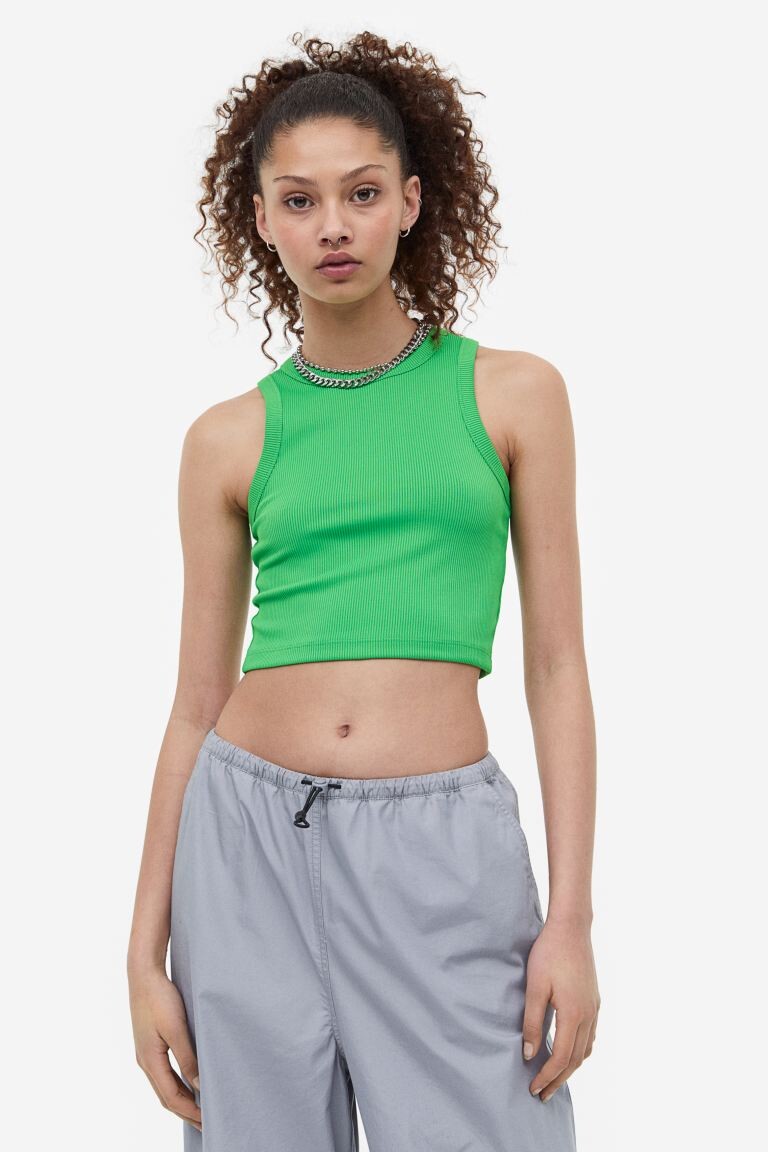 

Укороченная майка H&M, ярко зеленый